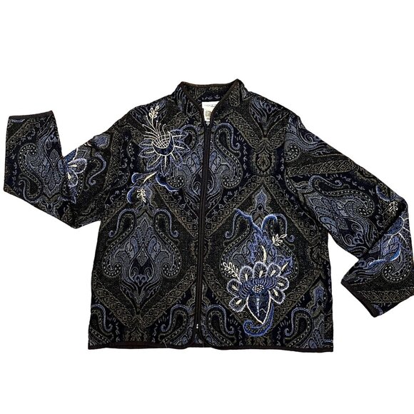 Coldwater Creek Vintage Embroidered Tapestry Floral Jacquard Jacket XL - Picture 1 of 8